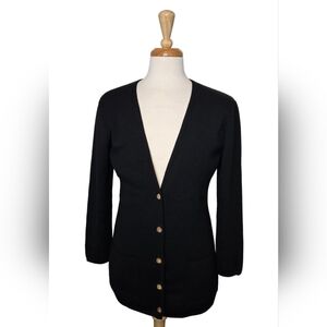 Vtg‎ Classic Luxurious 100% Merino Wool Long Cardigan Sweater Jacket Size M